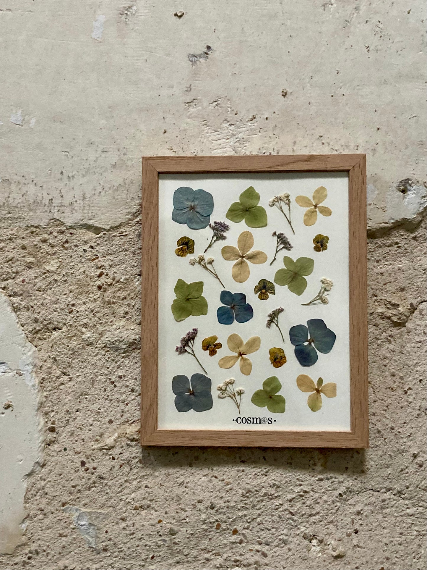 Herbier - hortensias, pensées et limonium